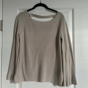 LOFT Silk-Blend Sweater with Bell-Sleeves and Keyhole Back | Size Small